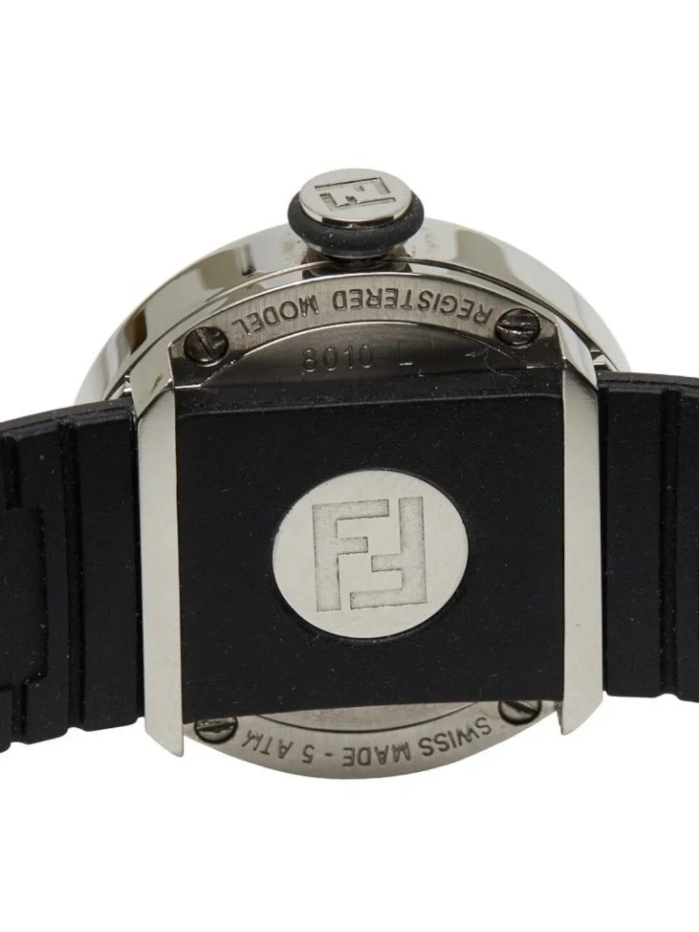 Fendi Bousla Watch Silver Black Stainless Steel Rubber